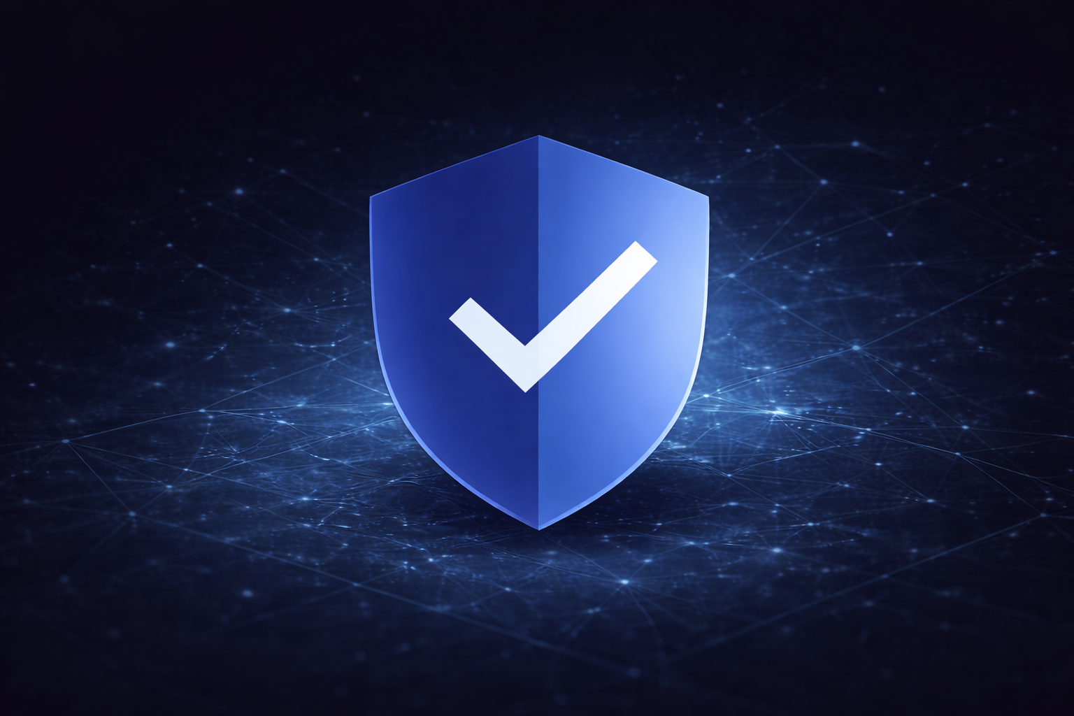 Icon representing cybersecurity settings — a shield with a tick